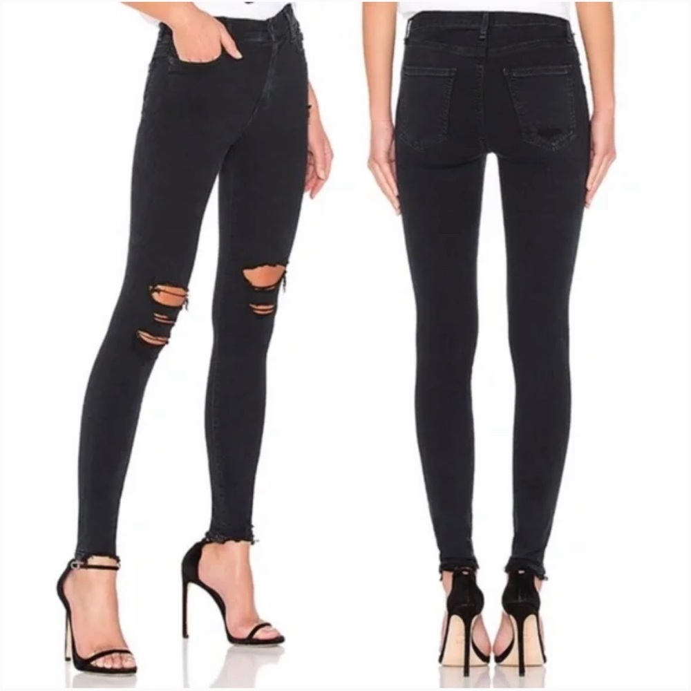 AGOLDE Sophie Hi Rise Skinny Jeans in Ruthless Distressed Ripped Chewed Hem 26